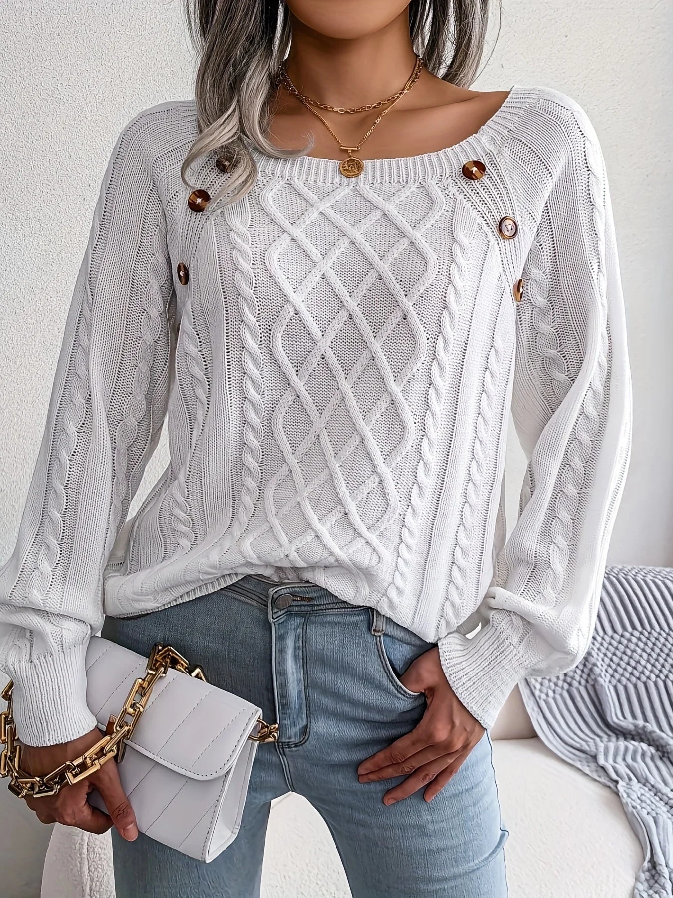 Eleganter Pullover mit Knöpfen Elise